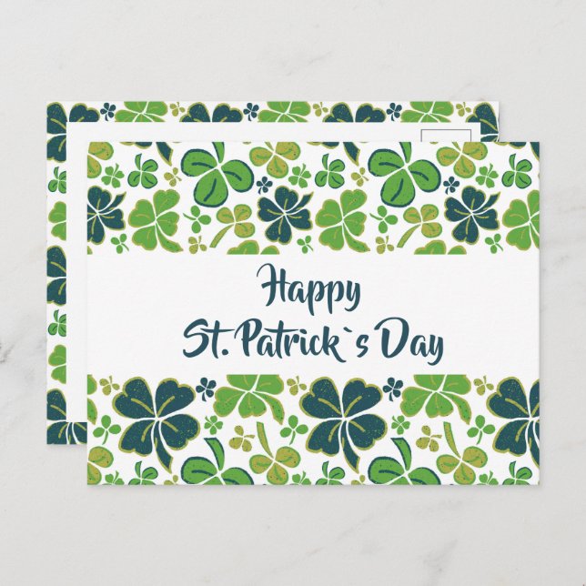 Postal Green Clover Shamrock Pattern St. (Anverso / Reverso)