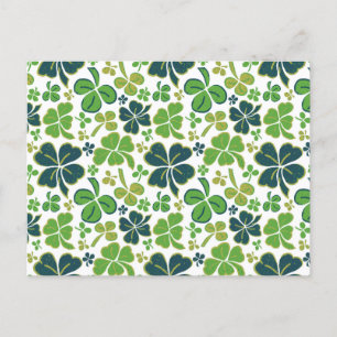 Postal Green Clover Shamrock Pattern St. Patrick s Day Po