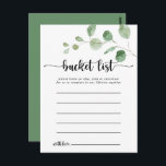 Postal Green Delight Eucalyptus Simple Bucket List Cards<br><div class="desc">Estas tarjetas de lista de cubo de eucalipto de lujo verde son la actividad perfecta para una recepción de boda moderna o una ducha de novia. El diseño presenta una acuarela de hojas y ramas de eucaliptos botánicos elegantes dibujadas a mano. Cambie la redacción para que se adapte a cualquier...</div>