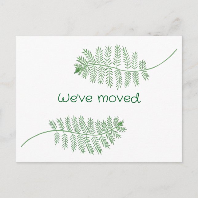Postal Green Ferns on Custom New Address Postcards (Anverso)