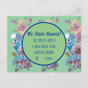 Postal Green Floral New Address Postcard, Nos Estamos Mov