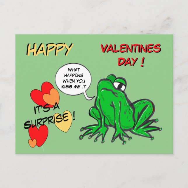 Postal Green Frog Valentines Day Postcard (Anverso)