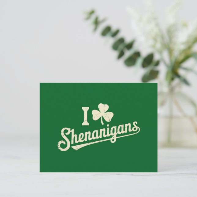 Postal Green Funny Irish Patty's Shamrock Saint Patricks (Anverso de pie)