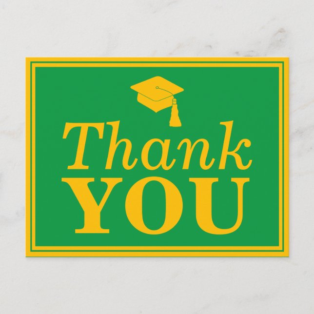Postal Green Gold Grad Cap Gracias (Anverso)