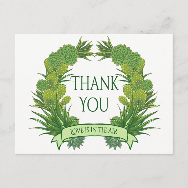Postal Green Gracias A Suculento Cactus Southwest Boda (Anverso)