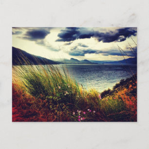 Postal Green Grass Lake Dark Nubes Oscuras