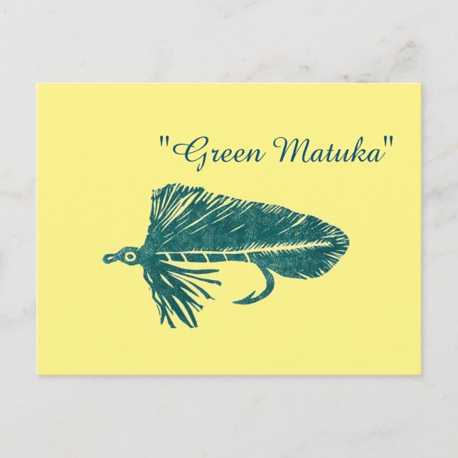 Postal Green Matuka streamer, fly tying, fly fish art (Anverso)