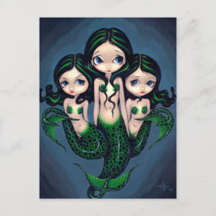 Postal "Green Mermaid Triplets"