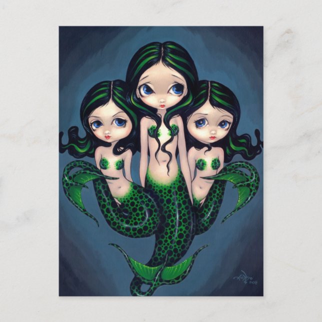 Postal "Green Mermaid Triplets" (Anverso)