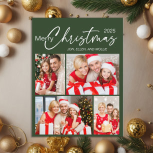 Postal Green Merry Christmas 4 Photo Holiday