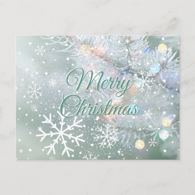 Postal Green Merry Christmas Snowflakes (Anverso)