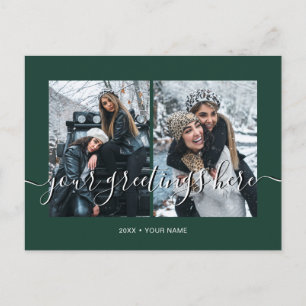Postal Green Personalizado 2 fotos Saludos universales