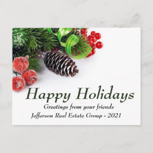 Postal Green Pine Red Happy Holidays Corporate Greys