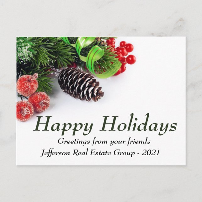 Postal Green Pine Red Happy Holidays Corporate Greys (Anverso)