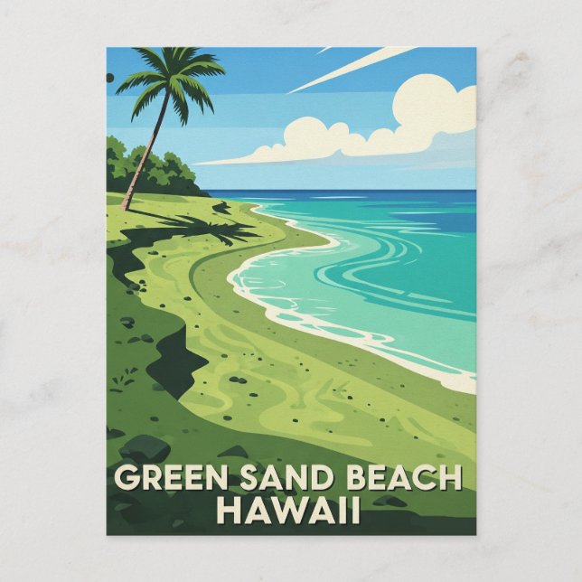 Postal Green Sand Beach Hawaii Travel (Anverso)