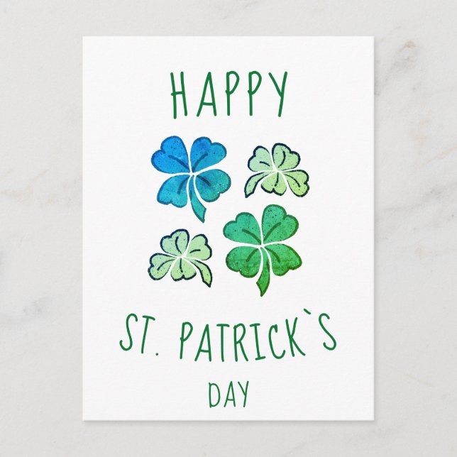 Postal Green Shamrock Clover Happy Día de San Patricio (Anverso)