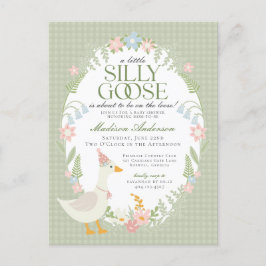 Postal Green Silly Goose Floral Gingham Baby Shower