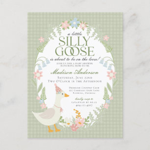 Postal Green Silly Goose Floral Gingham Baby Shower