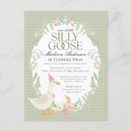 Postal Green Silly Goose Floral Gingham Birthday Party