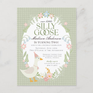 Postal Green Silly Goose Floral Gingham Birthday Party