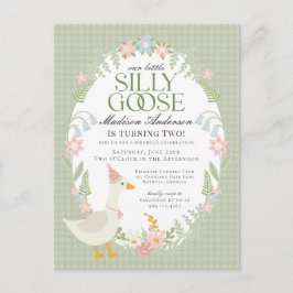 Postal Green Silly Goose Floral Gingham Birthday Party