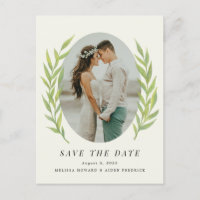 Green Simple Branch Engagement Photo Save the Date
