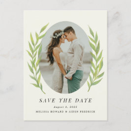Postal Green Simple Branch Engagement Photo Save the Date