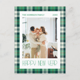 Postal Green Tartan Plaid Happy New Year Photo