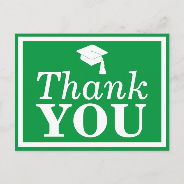 Postal Green White Grad Cap Gracias (Anverso)