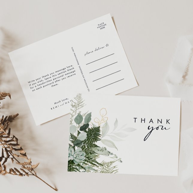 Postal Greeneration and Gold Leaf Script Boda Gracias (Subido por el creador)