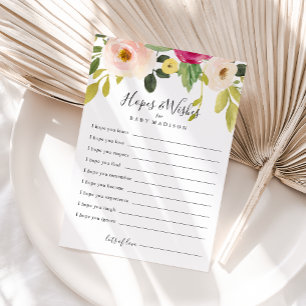 Postal Greenery Floral Baby Shower Hopes & Wishes Card