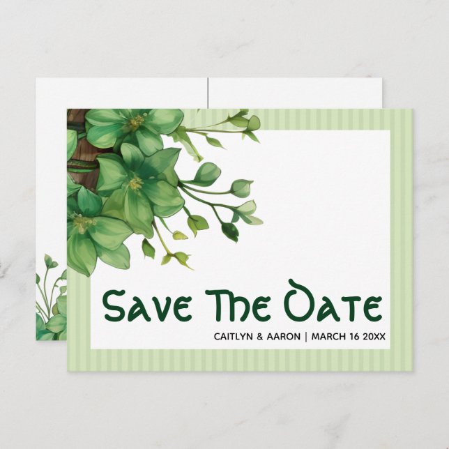 Postal Greenery St Patricks Day Celtic Save the Date (Anverso / Reverso)