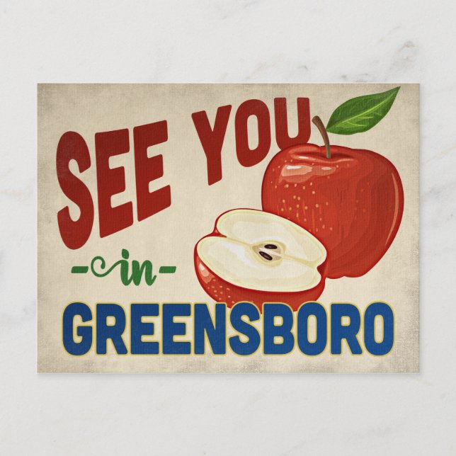 Postal Greensboro North Carolina Apple - Viajes de época (Anverso)