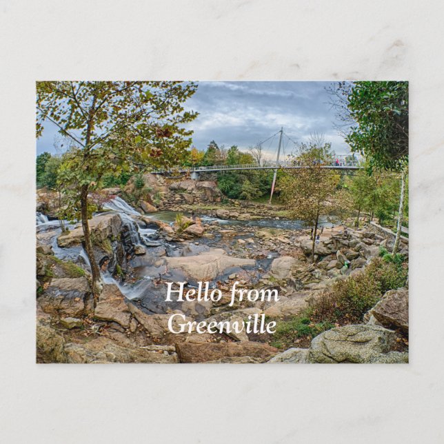 Postal Greenville, Parque de Cataratas Reedy River, Carol (Anverso)