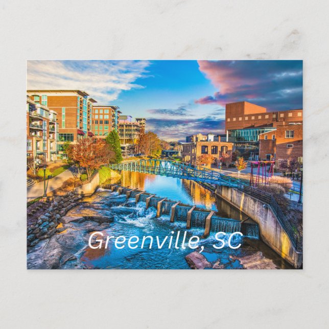Postal Greenville, río Reedy de Carolina del Sur, centro  (Anverso)