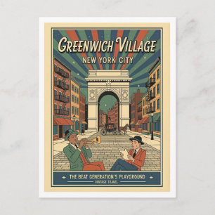 Postal Greenwich Village NYC Retro años 50