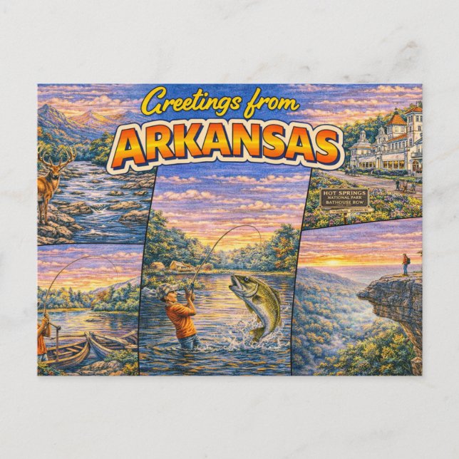 Postal Greetings From Arkansas Postcard (Anverso)