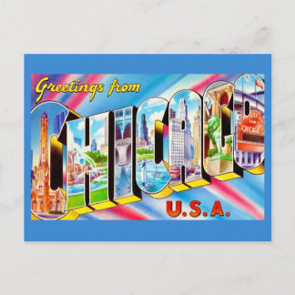 Postal  Greetings from Chicago Crazy Colorful Postcard