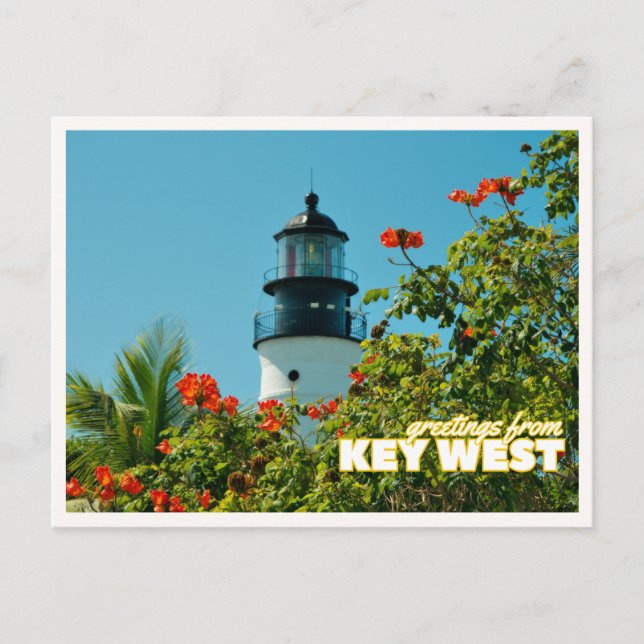 Postal Greetings from Key West Florida Retro Lighthouse (Anverso)