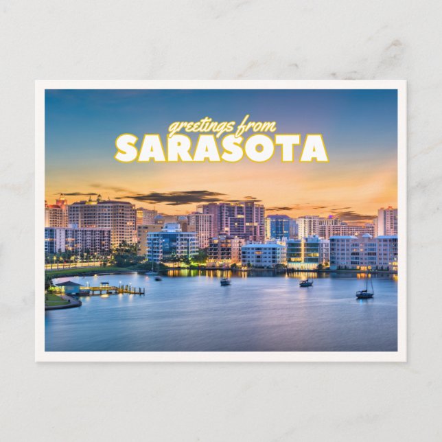 Postal Greetings from Sarasota Florida Retro Downtown (Anverso)