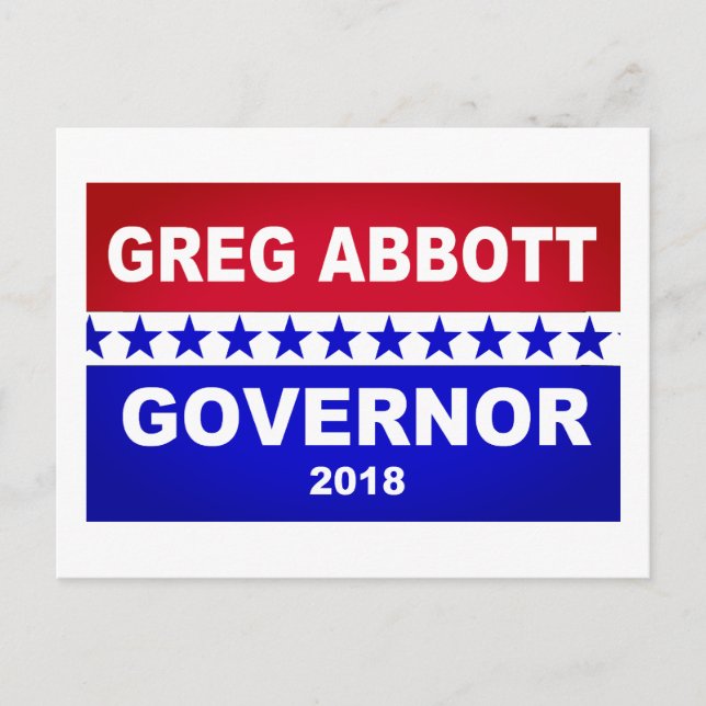 Postal Greg Abbott Texas Gobernador 2018 (Anverso)