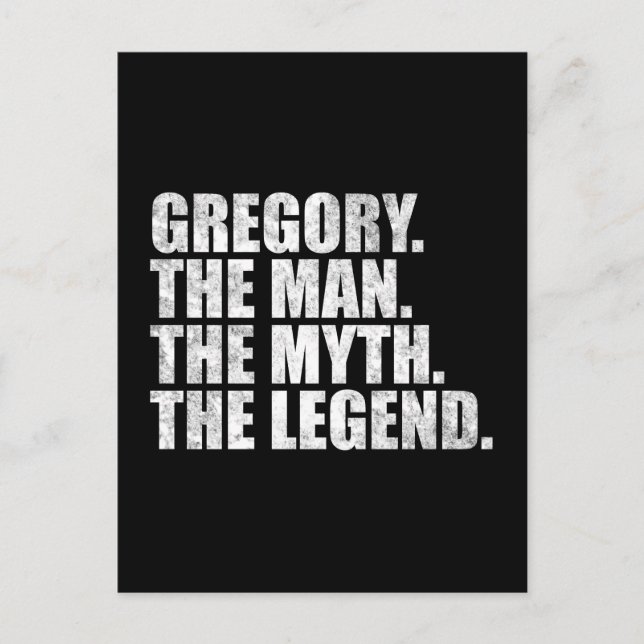 Postal Gregory name, Gregory The Man The Myth The Legend (Anverso)