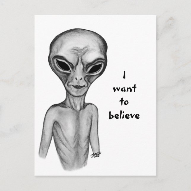 Postal Grey Alien , quiero creer (Anverso)