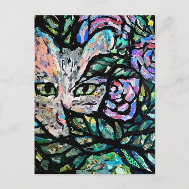 Postal Grey Cat Collage Art Kitty Cats Collages           (Anverso)