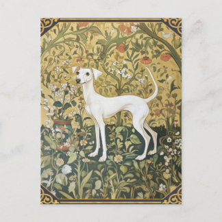 Postal Greyhound italiano en un jardín pre-Raphaelite