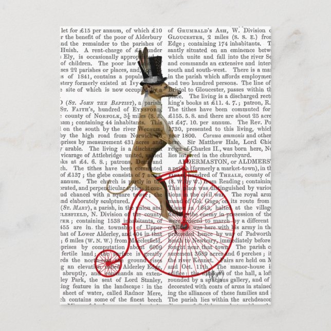 Postal Greyhound sobre la motocicleta Red Penny Farthing (Anverso)