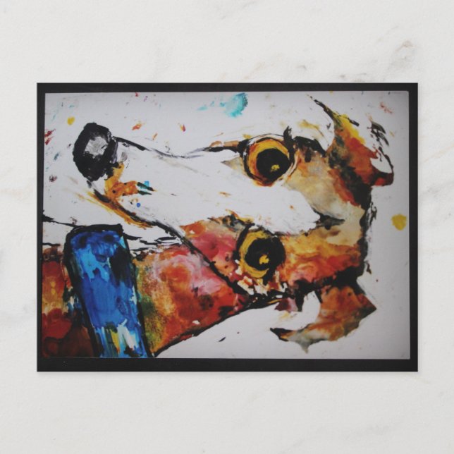 Postal Greyhound Whippet Galgo Mixed Media Art (Anverso)