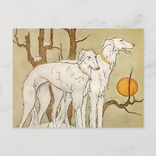 Postal “Greyhounds en invierno” de Marjorie Miller