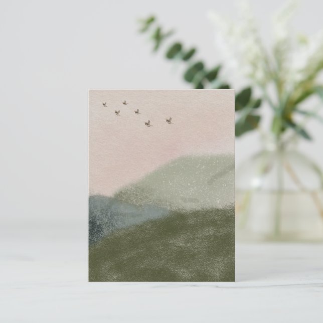 Postal Grief Mourning Loss Flying Birds In Mountains Card (Anverso de pie)