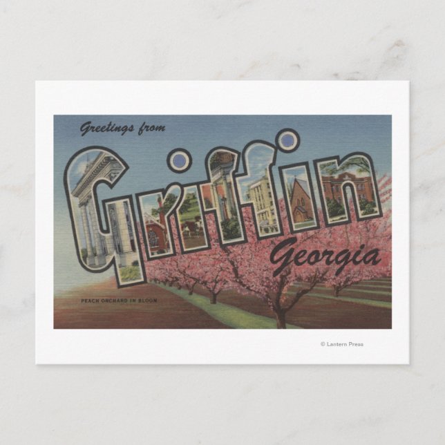 Postal Griffin, Georgia - Escenas de letras grandes (Anverso)